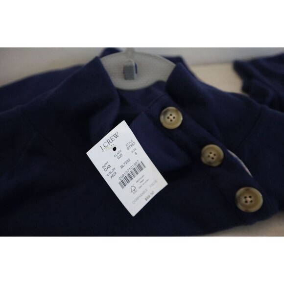 J. Crew BT357 Women's Sz S Blue Wide Button-Collar Pullover Sweatshirt - Picture 5 of 8
